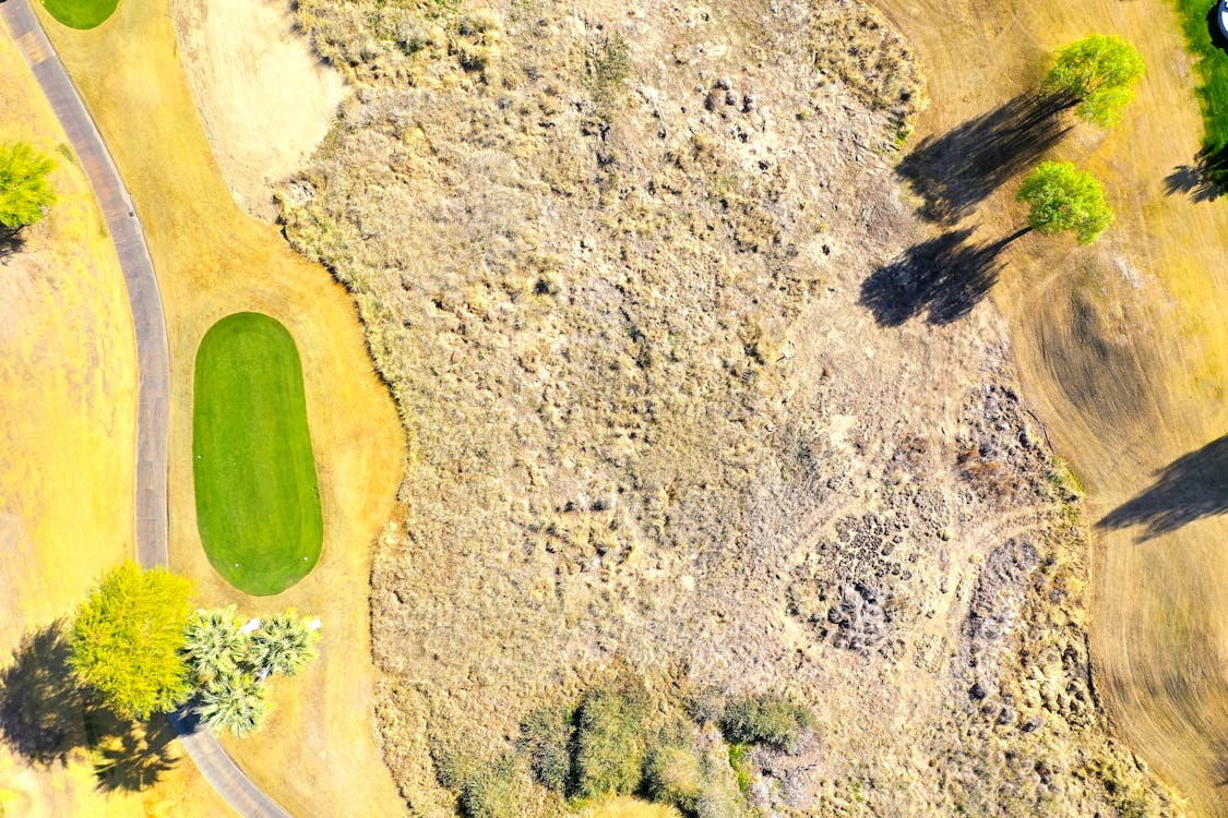 Aerial picture of a golf green
